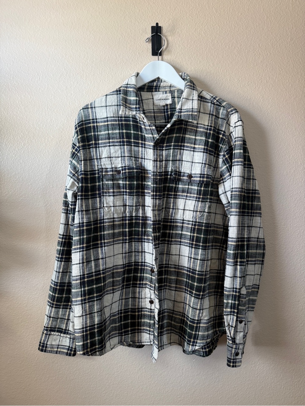 Lucky Brand Black & White Plaid Button-Down Shirt